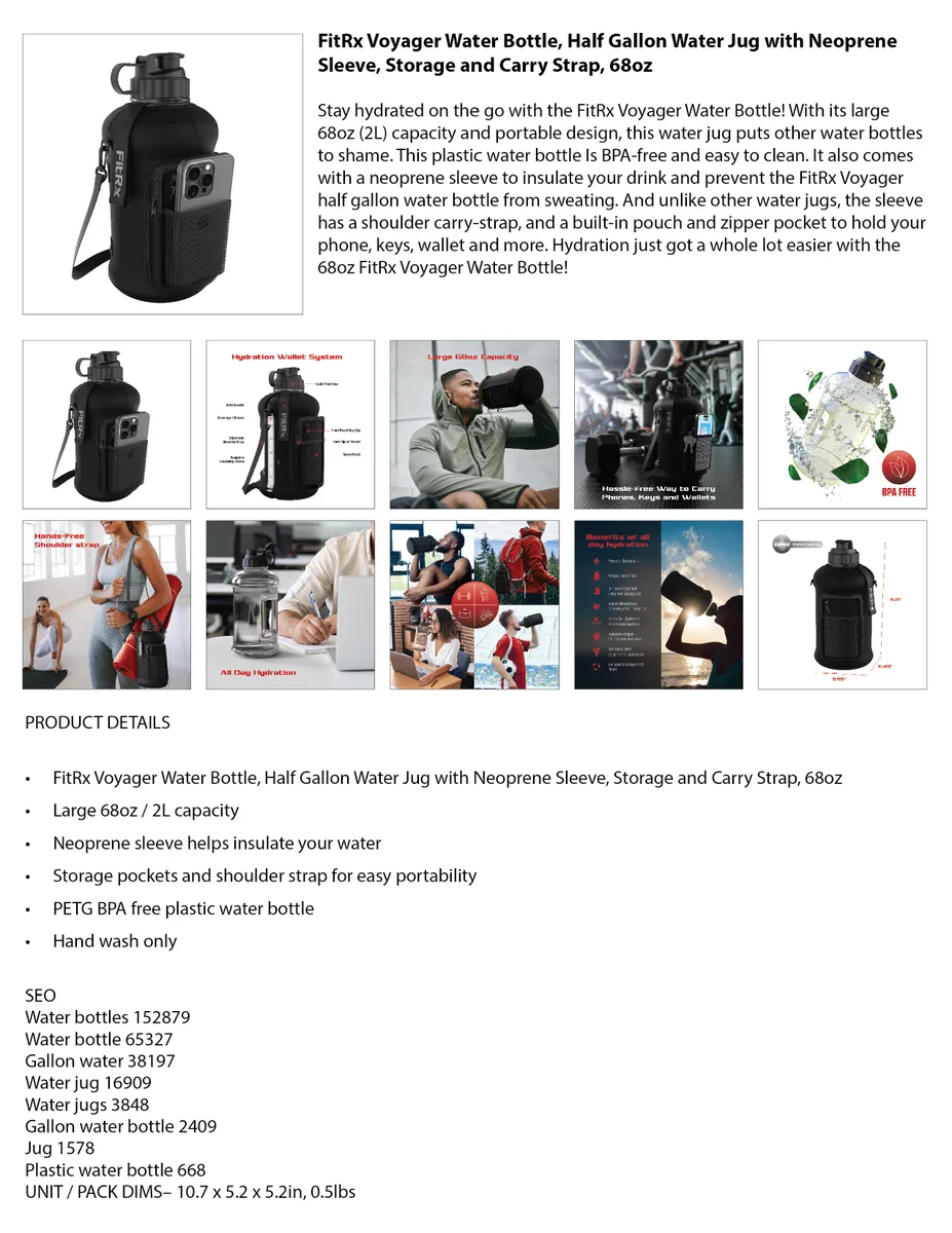 FitRx — Warrior Water Jug full listing layout