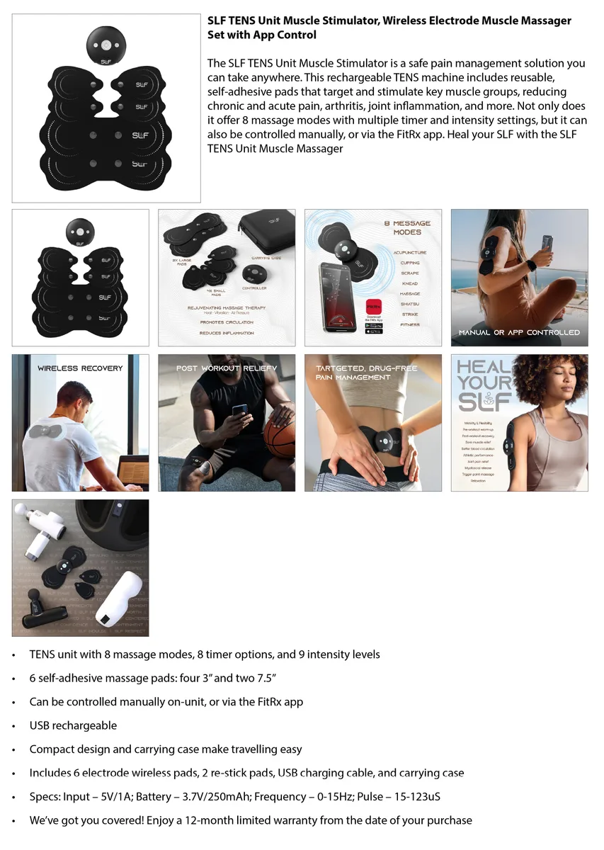 SELF — Electrode Wireless Massager full listing layout