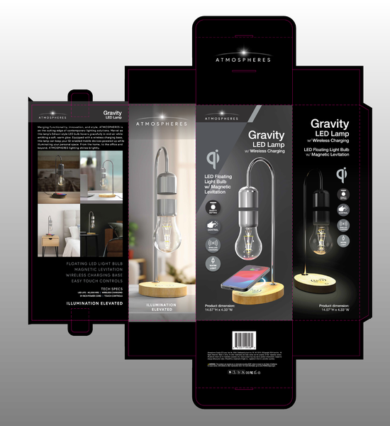 Atmospheres — Gravity LED Lamp with Wireless Charging packaging design