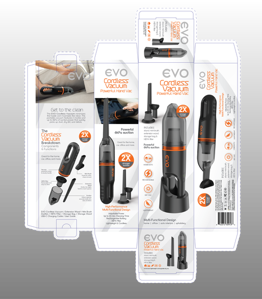 EVO — Cordless Vacuum, Powerful Hand Vac packaging design