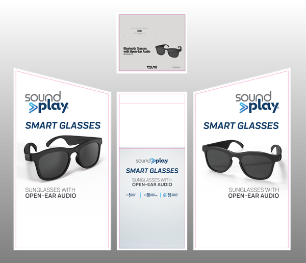 SoundPlay — Smart Glasses, Sunglasses with Open-Ear Audio packaging design